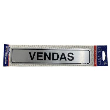 Imagem de Placa de Sinalização Vendas 5x25cm Auto-Adesiva Fundo Metálico para Ambientes Comerciais Sinalize