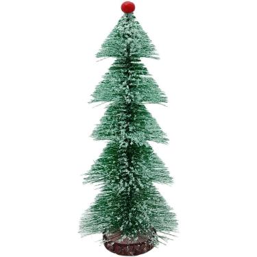 Imagem de Mini Árvore de Natal Flocos Neve Pinheiro Enfeite para Mesa com Base Estável Verde 33cm