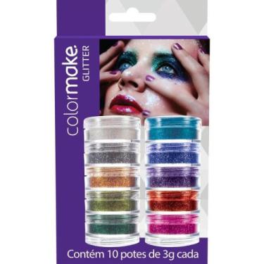 Imagem de Pintura Facial Glitter PO C/10CORES - Colormake