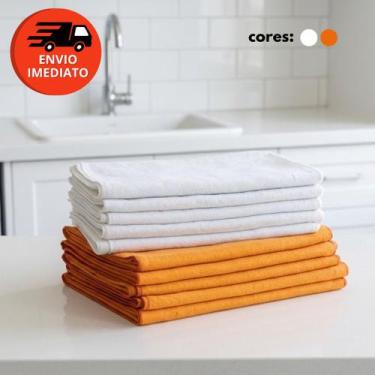 Imagem de Flanela Limpeza Geral 40x60 100% Algodão Branca Ou Laranja Pano Multiu