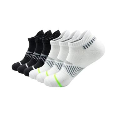 Imagem de Meias Brancas Clássicas Masculinas 6 a 12 Pares Respiráveis Antiderrap