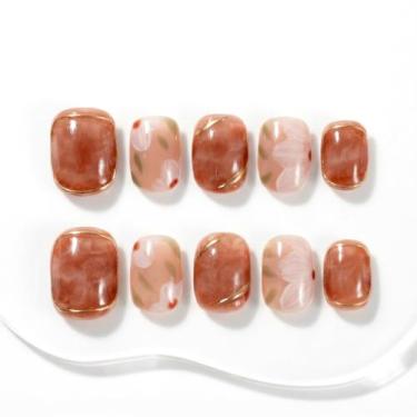 Imagem de Unhas Postiças Sun&Beam Nails Marrom 10 Unidades Camélia
