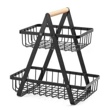 Imagem de Fruteira de Mesa Organizador de Frutas em Metal Camada Dupla para Cozi