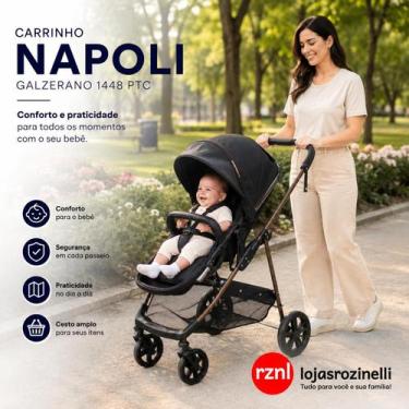 Imagem de Carrinho de Bebê Napoli G22 Galzerano Preto Cobre 1448PTC