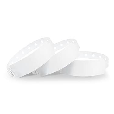 Imagem de Wristall Pulseiras de plástico branco pacote com 100 pulseiras coloridas para eventos, pulseiras de vinil de festa personalizadas pulseiras de plástico à prova d'água para shows
