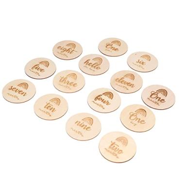 Imagem de Recortes de madeira redondos, 14 peças de discos de madeira para artesanato para bricolage para pintura