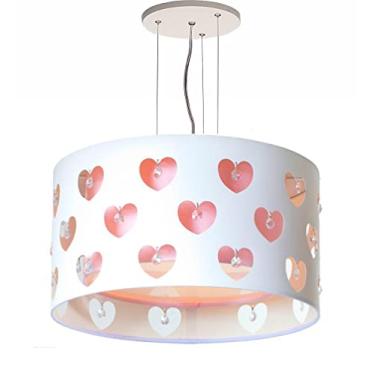 Imagem de LUSTRE INFANTIL PENDENTE CORAÇÕES C/CRISTAIS ROSA 30X16