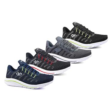 Imagem de Kit 4 Pares Tênis De Academia Runway Training Masculino Tamanho:38;Cor:Marinho e Preto Vermelho e Grafite e Preto Verde