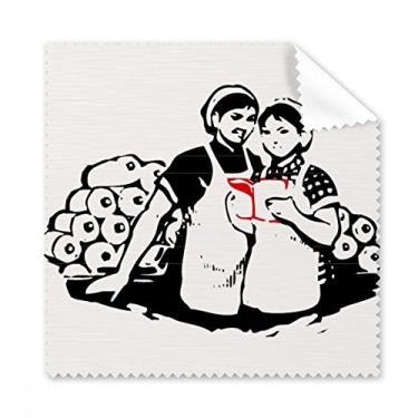 Imagem de Pano de limpeza feminino com estampa chinesa vermelha para estudo de livro, 5 peças