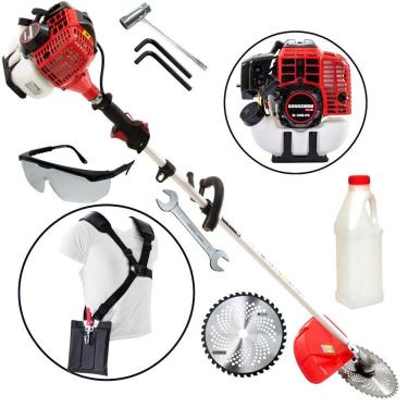 Imagem de Roçadeira Profissional Lateral Plus Kawashima KW340T 34cc 2T á Gasolina Potente, Robusta, Durável e de Grande Produtividade Ideal Para Áreas Verdes