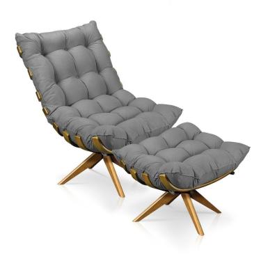 Imagem de Kit 01 Poltrona e 01 Puff Giratório Costela Base