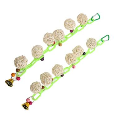 Imagem de Brinquedo de mastigação de papagaios, brinquedo de bola pendurada de pássaro inofensivo com sino para periquito para periquito