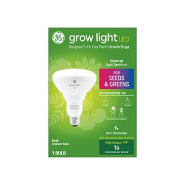 Imagem de Lâmpada de LED GE Grow para ambientes internos, espectro de luz equilibrado para sementes e verdes, 9 watts, base média (pacote com 1)