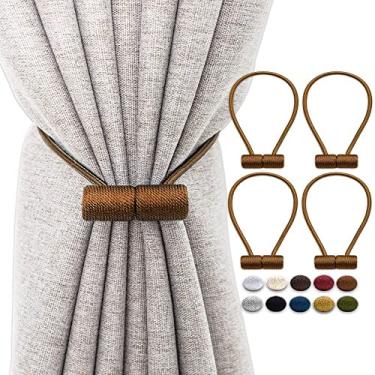 Imagem de Gravador de cortina magnético para cortina prendedor de cortina decorativo de 16 polegadas, marrom claro, 2 peças