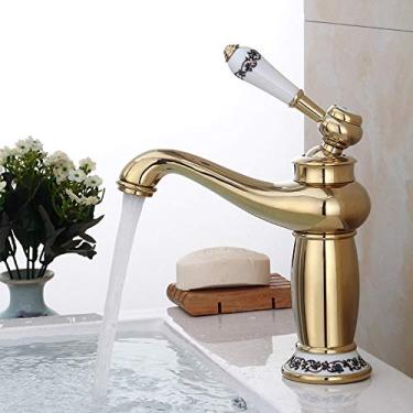 Imagem de Torneira de lavatório de manípulo único furo cromado torneiras de lavatório deck quente frio misturador torneira guindaste, 1