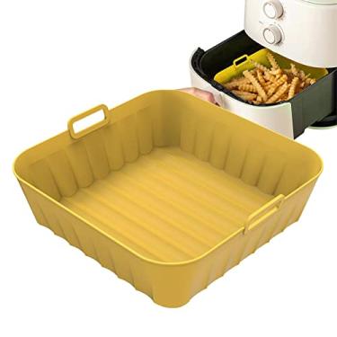 Imagem de Cesta Air Fryer de Silicone - Forros de silicone para fritadeira a ar quadrada - Substituição de papel pergaminho, bandeja de cozimento de silicone reutilizável para fritadeira a para, forno,