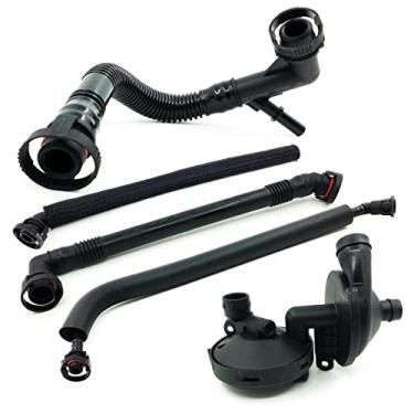 Imagem de Mangueira separadora de óleo de válvula de ventilação cárter compatível com BMW E46 E60 E39 X3 X5 320i, 323i, 325, 325i 328i, 330i, 525i, 528i CCV PCV separador de ventilação de válvula PCV kit de valor de 5 peças 11611432559