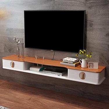 Imagem de Armário de TV flutuante, design de gaveta flip armário de TV montado na parede com furos de arame, adequado para projetor caixa de cabo console de jogo / D / 110 cm necessário