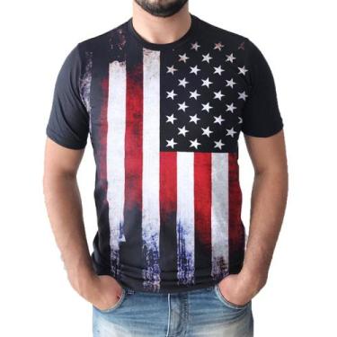 Imagem de Camiseta Masculina Estampada Estados Unidos Usa Floral Camisa Algodao