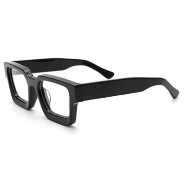 Imagem de Óculos de Sol Quadrado de Acetato de Cristal Grosso Óculos de Condução Feminino Óculos UV400,A01 Preto Transparente,A