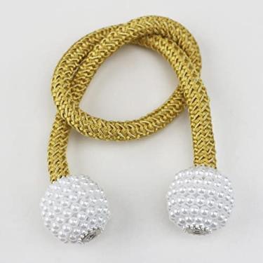 Imagem de 2 Pçs Pérola Ímã Clipe de Cortina Suportes de Cortina Clipes de Fivela Pendurada Fivela de Bola Pendurada Acessórios de Cortina Decoração de Casa, Ouro, 47cm