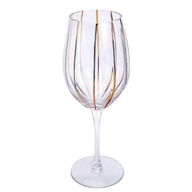 Imagem de Taça p/Vinho Cristal Listras Horiz. Douradas 455ml - Unid.
