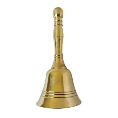 Imagem de GURU JEE™ Sino indiano tradicional de latão premium, sino de mão, sino pequeno para têmpora, sino de casamento, sino de mão de Natal