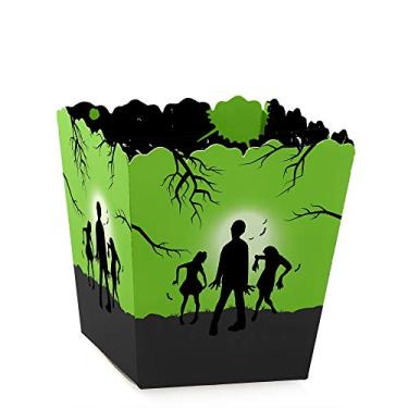 Imagem de Big Dot of Happiness Zombie Zone – Mini caixas de lembrança de festa – Caixas de doces de Halloween ou aniversário de zumbi Crawl Party Treat – Conjunto com 12