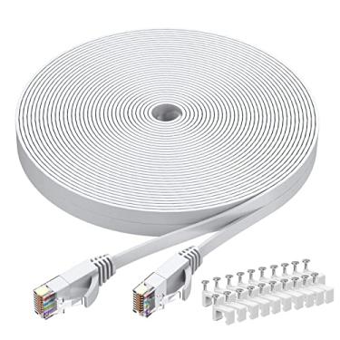 Imagem de BUSOHE Cabo Ethernet Cat6 2,5 m, branco, Cat-6 Flat RJ45 computador, Internet, LAN, rede Ethernet Patch Cable – 1,8 m