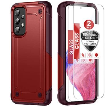 Imagem de Capa para Samsung Galaxy A53 5G 2022 (2 protetores de tela de vidro temperado), Samsung Galaxy A53 5G 2022 case (vermelho)