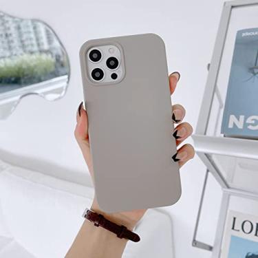 Imagem de Capa traseira de silicone líquido original de luxo sólido para iphone 13 12 11 pro max para iphone 14 11 xr xs max macio tpu capa traseira, 21 cinzas de rocha, para iphone 11