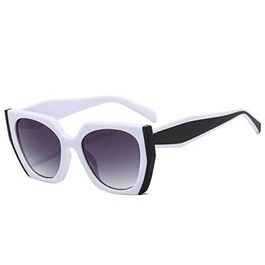 Imagem de Trending White Black Square Óculos de Sol Feminino Luxo Vintage Grande Armação Óculos de Sol Feminino Sombras UV400 Óculos de Sol, 4, Tamanho Único