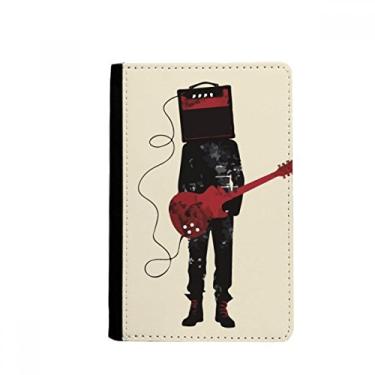 Imagem de Porta-passaporte de violão com porta-cartões e instrumentos musicais Crazy Man, Multicolorido.