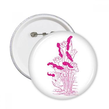 Imagem de Flor de lótus Flor de Lótus Alfinetes Redondos Emblema Botão Decoração Acessório 5 peças