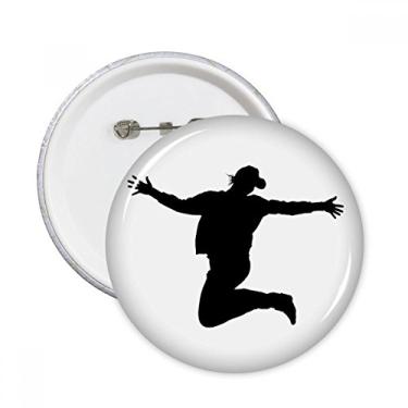 Imagem de Broche redondo para educação física esportes pulando alfinetes de crachá botão decoração acessório 5 peças
