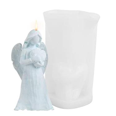 Imagem de vela silicone anjo 3D, resina artesanal cera aroma para fabricação velas faça você mesmo artesanato sabão cera abelha bolo chocolate