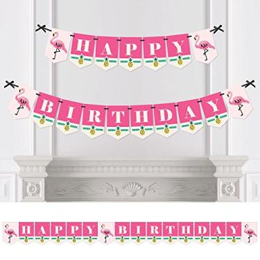 Imagem de Flamingo - Party Like a Pineapple - Birthday Party Bunting Banner - Pink Party Decorations - Happy Birthday