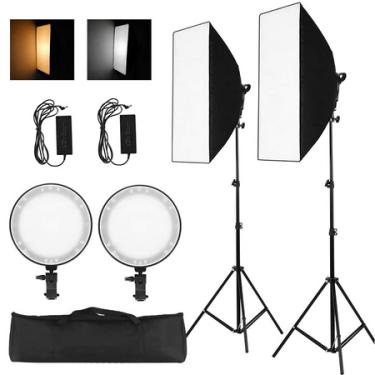 Imagem de Kit de Iluminação LED Soleste SL027 Studio Light Bi-Color 60W Softbox 50x70cm + Tripés 1.9m (Bivolt)