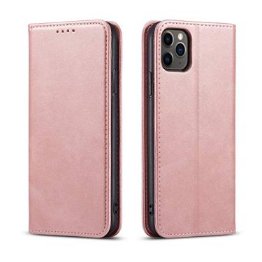 Imagem de Compatível com Samsung Galaxy Note modelo telefone PU + TPU aba inserção cartão tipo carteira cor sólida capa de telefone (rosa, para Samsung Note 20Ultra)