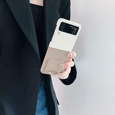 Imagem de Capa de suporte de peça única de luxo em cores sólidas contrastantes para Samsung Galaxy Z Flip 3 4 5G Zflip3 Z Flip3 Flip4 Capa, D, para Z Flip 4