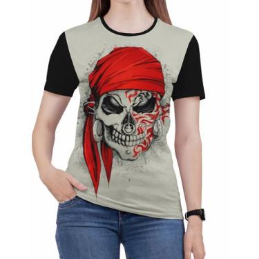 Imagem de Camiseta De Rock N Roll Caveira Moto Feminina Roupas Blusa - Alemark