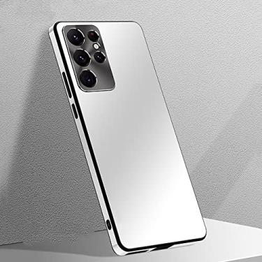 Imagem de Capa de telefone Aurora fosca de luxo para Samsung Galaxy S22 S21 Ultra Plus proteção de lente de metal à prova de choque capas traseiras rígidas, branco, para Samsung S22 Plus