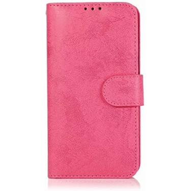 Imagem de TTUCFA Capa para iPhone 14/14 Max/14 Pro/14 Pro Max, capa de carteira magnética removível, capa de telefone de couro flip, com slot de cartão de suporte protetor resistente a quedas (cor: vermelho rosa, tamanho: 14 6,1 polegadas)