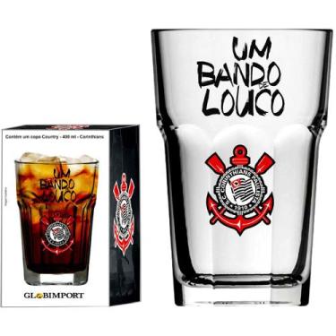 Imagem de Copo De Cerveja Corinthians Um B.Louco Vidro 400ml - Globimport