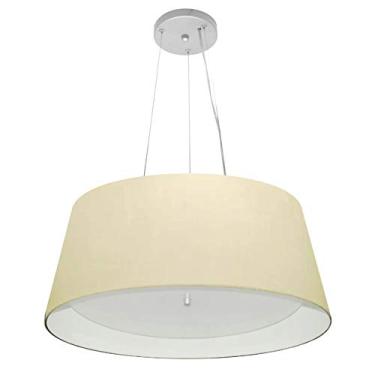 Imagem de Lustre Pendente Cone Cúpula Duplo Tecido 25/60x50 cm, Vivare Iluminação, Pendente4015 LABR, Algodão Cru/Branco, Grande