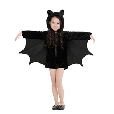 Imagem de Macacão infantil de morcego Cutechuveiro, fantasia de Halloween, para meninas, 8 a 10 anos, preto