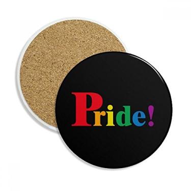 Imagem de Pride LGBT Caneca de porta-copos de arco-íris Homo com proteção de mesa, pedra absorvente