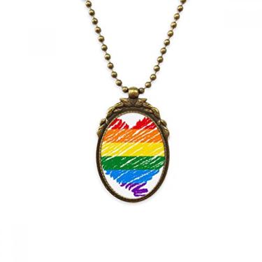 Imagem de DIYthinker Arco-íris Gay Coração LGBT Colar Antigo Pingente Pingente Pingente de Miçanga Vintage