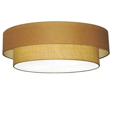 Imagem de Plafon Cilíndrico Duplo Cúpula Tecido 25/80x60 cm, Vivare Iluminação, Plafon3021 LP, Palha, Gigante