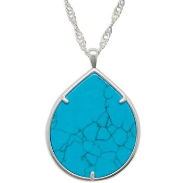 Imagem de Lucky Brand Colar com pingente de fatia turquesa, prata, tamanho único, One Size, Metal, Sem Pedra Preciosa